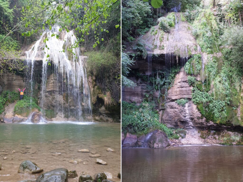 Salt del Roure con agua en primavera y casi seca en verano
